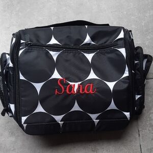 Thirty-One Black and White Circle Cosmetic Bag